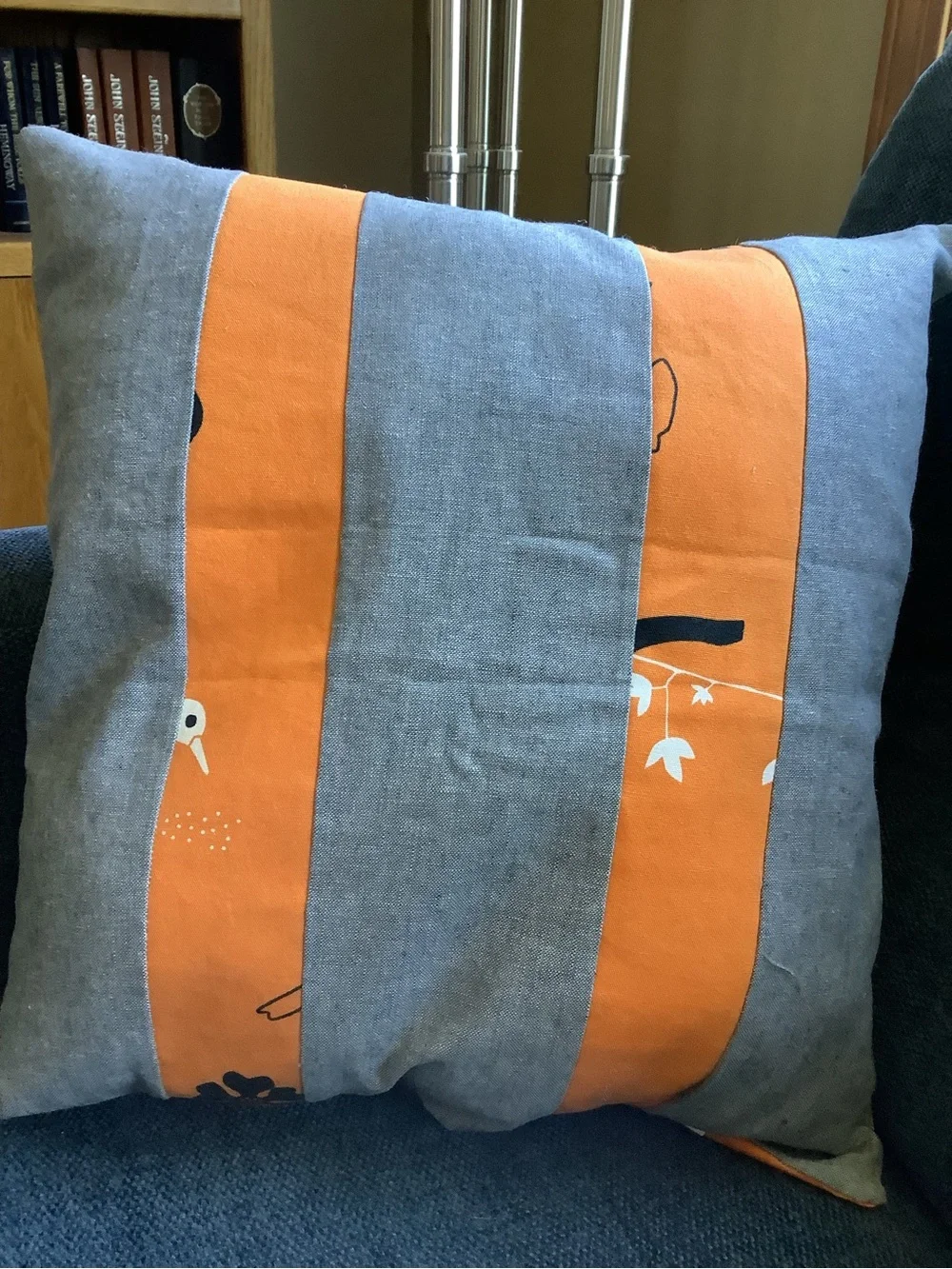 Hand Crafted Black, White and Orange Patchwork Accent Pillows